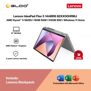 Lenovo IdeaPad Flex 5 14ABR8 82XX00HRMJ Laptop (AMD Ryzen™ 5 5625U | 14" WUXGA Touch | 16GB RAM | 512GB SSD | AMD Radeon™ Graphics | Windows 11 Home |Microsoft Office Home 2024)