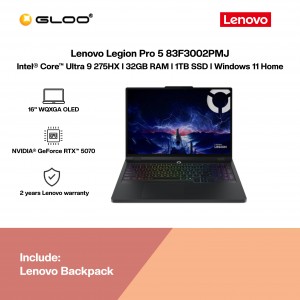 Lenovo Legion Pro 5 83F3002PMJ Gaming Laptop (Intel Core Ultra 9 275HX | 16" WQXGA OLED | 32GB RAM | 1TB SSD | NVIDIA GeForce RTX 5070 | Windows 11 Home)