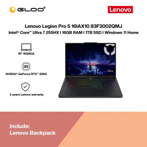 Lenovo Legion Pro 5 16IAX10 83F3002QMJ Gaming Laptop (Intel Core Ultra 7 Processor 255HX |16"WQXGA | 16GB RAM | 1TB SSD | NVIDIA RTX 5060 | Windows 11 Home)