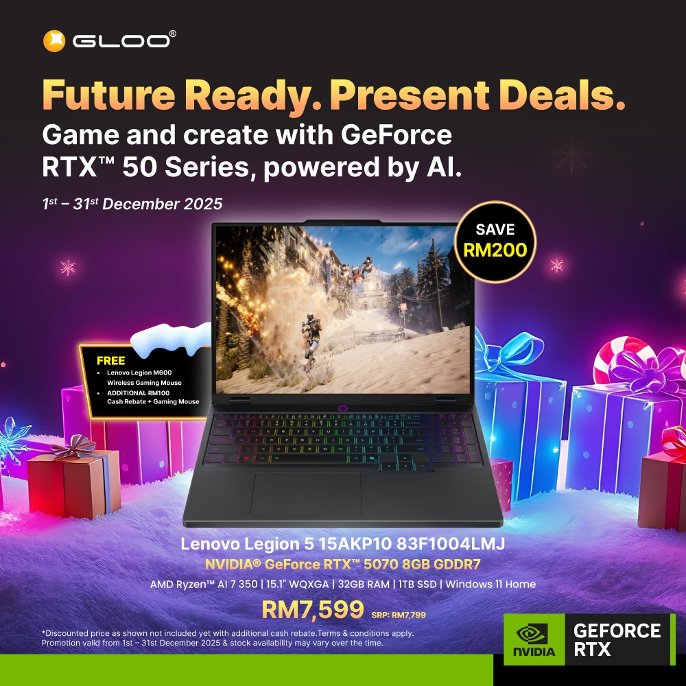 Lenovo Legion 5 15AKP10 83F1004LMJ Gaming Laptop (NVIDIA® GeForce RTX™ 5070 | AMD Ryzen™ AI 7 350 | 15.1" WQXGA OLED | 32GB RAM | 1TB SSD | Windows 11 Home)