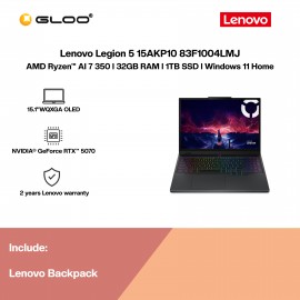 Lenovo Legion 5 15AKP10 83F1004LMJ Gaming Laptop (NVIDIA® GeForce RTX™ 5070 | AMD Ryzen™ AI 7 350 | 15.1" WQXGA OLED | 32GB RAM | 1TB SSD | Windows 11 Home)