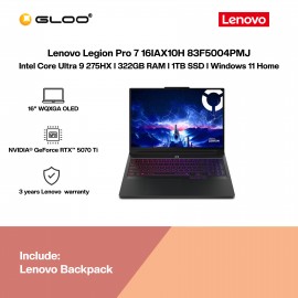 Lenovo Legion Pro 7 16IAX10H 83F5004PMJ Gaming Laptop (NVIDIA® GeForce RTX™ 5070 Ti | CU 9-275HX | 16"WQXGA | 32GB RAM | 1TB SSD | Windows 11 Home) 