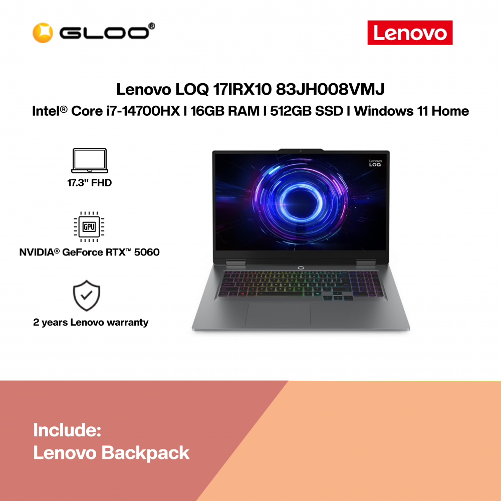 Lenovo LOQ 17IRX10 83JH008VMJ Gaming Laptop (NVIDIA® GeForce RTX™ 5060 | C i7-14700HX | 17.3” FHD | 16GB RAM | 512GB SSD| Windows 11 Home)