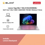 Lenovo Yoga Slim 7 14ILL10 83JX00BGMJ Laptop (Intel® Core™ Ultra 7 258V | 14" WUXGA | 32GB RAM | 1TB SSD | Intel® Arc™ 140V Graphics | Windows 11 Home | Microsoft Office Home & Student 2024 + Microsoft 365 Basic)