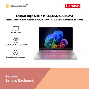 Lenovo Yoga Slim 7 14ILL10 83JX00BGMJ Laptop (Intel® Core™ Ultra 7 258V | 14" WUXGA | 32GB RAM | 1TB SSD | Intel® Arc™ 140V Graphics | Windows 11 Home | Microsoft Office Home & Student 2024 + Microsoft 365 Basic)