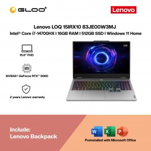Lenovo LOQ 15IRX10 83JE00W3MJ Gaming Laptop (NVIDIA® GeForce RTX™ 5060 | Intel® Core™ i7-14700HX | 15.6” FHD | 16GB RAM | 512GB SSD | Windows 11 Home | Microsoft Office Home 2024)