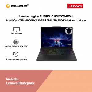 Lenovo Legion 5 15IRX10 83LY004EMJ Gaming Laptop (Intel Core i9-14900HX |15.1” WQXGA OLED| 32GB RAM | 1TB SSD | NVIDIA RTX 5070 | Windows 11 Home)