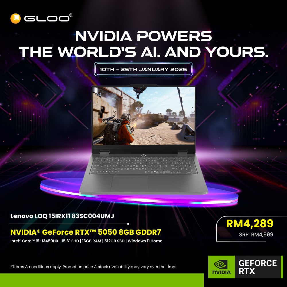 Lenovo LOQ Essential 15IRX11 83SC004UMJ Gaming Laptop (NVIDIA® GeForce RTX™ 5050 | C i5-13450HX | 15.6" FHD | 16GB RAM | 512GB SSD | Windows 11 Home)