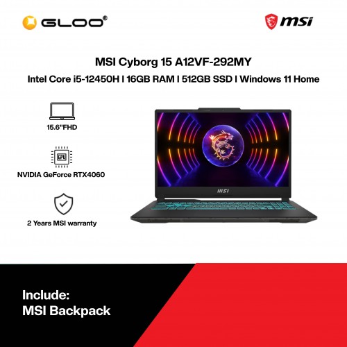 MSI Cyborg 15 15.6 Gaming Laptop i5-12450H GeForce RTX 4060 16GB