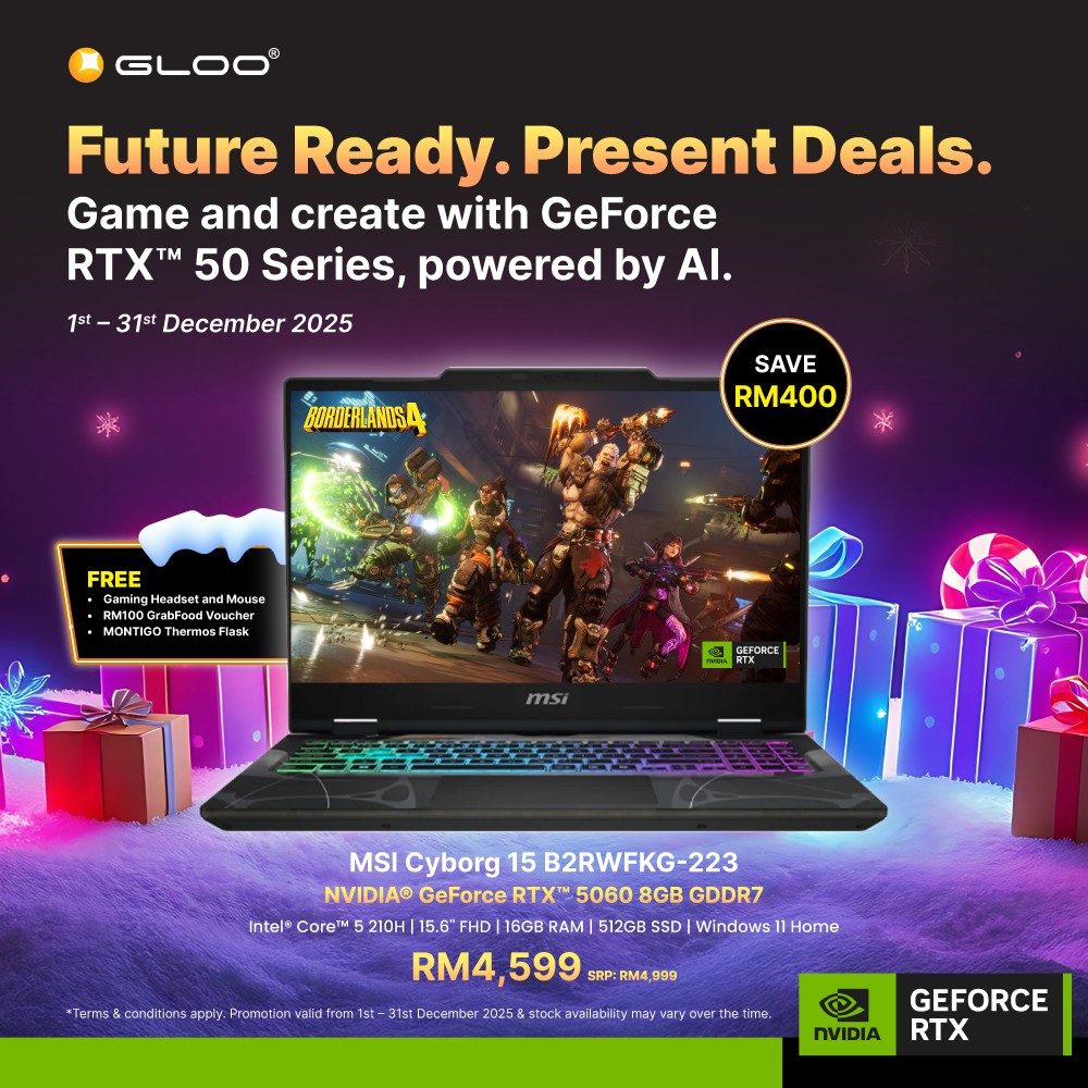 MSI Cyborg 15 B2RWFKG-223MY Gaming Laptop (NVIDIA® GeForce RTX™ 5060 | Intel® Core™ 5 210H | 15.6" FHD | 16GB RAM | 512GB SSD | Windows 11 Home)