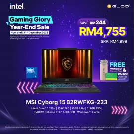 MSI Cyborg 15 B2RWFKG-223MY Gaming Laptop (NVIDIA® GeForce RTX™ 5060 | Intel® Core™ 5 210H | 15.6" FHD | 16GB RAM | 512GB SSD | Windows 11 Home)