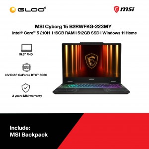 MSI Cyborg 15 B2RWFKG-223MY Gaming Laptop (NVIDIA® GeForce RTX™ 5060 | Intel® Core™ 5 210H | 15.6" FHD | 16GB RAM | 512GB SSD | Windows 11 Home)