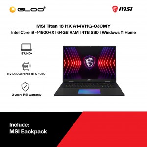 [Pre-order] MSI Titan 18 HX A14VHG-030MY Gaming Laptop (i9-14900HX,64GB,4TB SSD,RTX4080 12GB,18” UHD+,W11H,Blk,2Y) [ETA:3-5 working days]