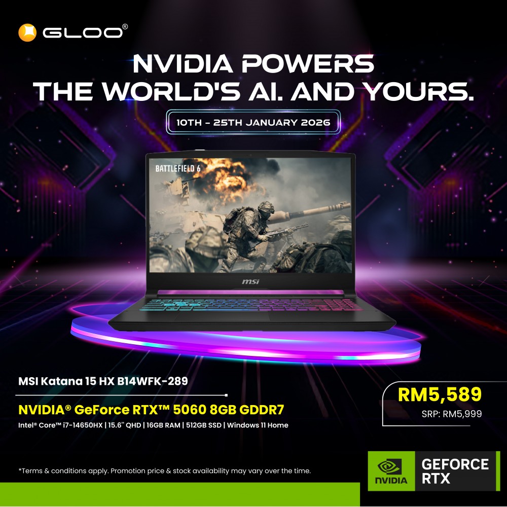 MSI Katana 15 HX B14WFK-289MY (NVIDIA® GeForce RTX™ 5060 | C i7-14650HX | 15.6" QHD | 16GB | 512GB SSD | Windows 11 Home)