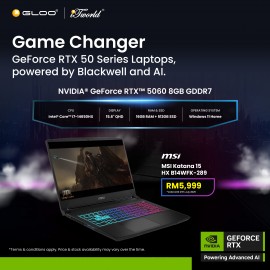 MSI Katana 15 HX B14WFK-289MY (Intel® Core™ i7-14650HX | 15.6" QHD | 16GB | 512GB SSD | NVIDIA® GeForce RTX™ 5060 | Windows 11 Home)