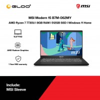 [Pre-order] MSI Modern 15 B7M-062MY Laptop (R7-7730U,8GB,512GB SSD,AMD Radeon Graphics,15.6” FHD,W11H,Blk) [ETA: 3-5 working days]