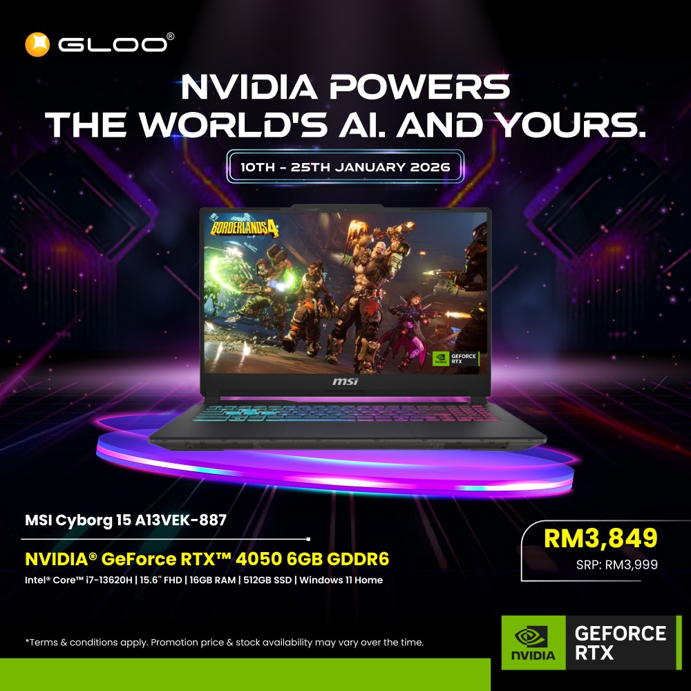 MSI Cyborg 15 A13VEK-887MY Gaming Laptop (NVIDIA® GeForce RTX™ 4050 | Intel® Raptor Lake i7-13620H | 15.6"FHD | 16GB RAM | 512GB SSD | Windows 11 Home)