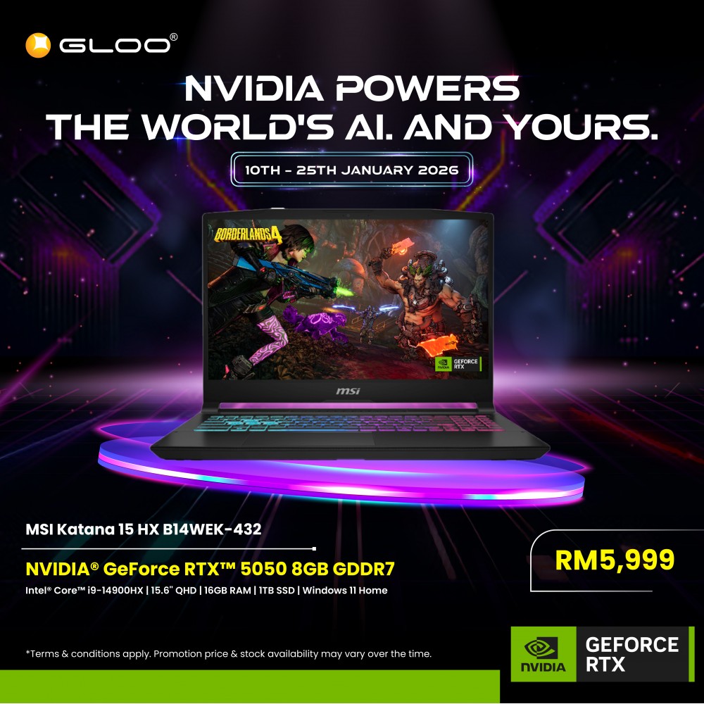 MSI Katana 15 HX B14WEK-432MY Gaming Laptop (NVIDIA® GeForce RTX™ 5050 | Intel® Core™ i9-14900HX | 15.6” QHD | 16GB RAM | 1TB SSD | Windows 11 Home)