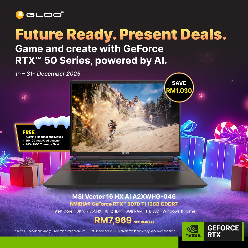 MSI Vector 16 HX AI A2XWHG-046MY Gaming Laptop (NVIDIA® GeForce RTX™ 5070 Ti | CU 7-255HX |16"QHD+ | 16GB RAM | 1TB SSD| Windows 11 Home)