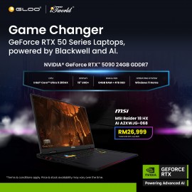 MSI Raider 18 HX AI A2XWJG-068MY Gaming Laptop (Intel Core Ultra 9 Processor 285HX |18"UHD+ | 64GB RAM | 4TB SSD | NVIDIA RTX 5090 | Windows 11 Home)