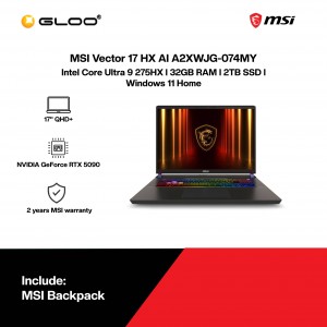 MSI Vector 17 HX AI A2XWJG-074MY Gaming Laptop (NVIDIA® GeForce RTX™ 5090 | CU 9-275HX | 17" QHD+ | 32GB RAM | 2TB SSD | Windows 11 Home)