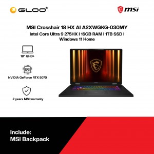 MSI Crosshair 18 HX AI A2XWGKG-030MY Gaming Laptop (NVIDIA® GeForce RTX™ 5070 | CU 9-275HX | 18" QHD+ | 16GB RAM | 1TB SSD | Windows 11 Home)
