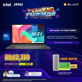 MSI Modern 15 F1MG-838MY Laptop (Intel® Core™ 5 120U | 15.6” FHD | 16GB RAM | 512GB SSD | Intel® Xe Graphics | Windows 11 Home | Microsoft Office Home 2024)