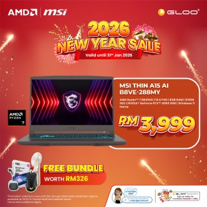 MSI Thin A15 AI B8VE-288MY Gaming Laptop (AMD Ryzen™ 7 8845HS | 15.6" FHD | 8GB RAM | 512GB SSD | NVIDIA® GeForce RTX™ 4050 6GB | Windows 11 Home)