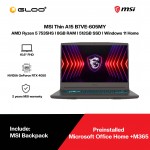MSI Thin A15 B7VE-605MY Gaming Laptop (AMD Ryzen 5 7535HS | 15.6"FHD | 8GB RAM | 512GB SSD | NVIDIA GeForce RTX 4050 | Windows 11 Home | Office Home + M365)