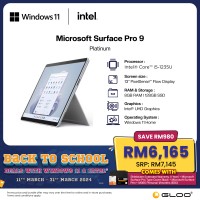 Microsoft Surface Pro 9 Core i5/8GB RAM - 128GB SSD, W11H Platinum - QCB-00013+ Shieldcare 1 Year Extended Warranty