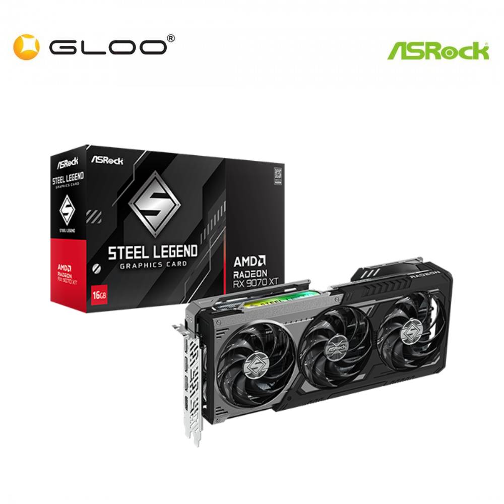 ASRock AMD Radeon RX 9070 XT Steel Legend Dark 16GB GDDR6 Graphic Card (90-GA5VZZ-00UANF)