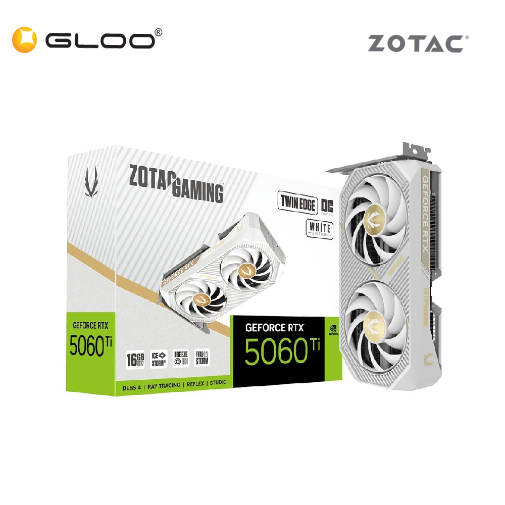 Zotac GeForce RTX 5060 TI Gaming 16GB Twin Edge OC Edition Graphics Card - White (ZT-B50620Q-10M)