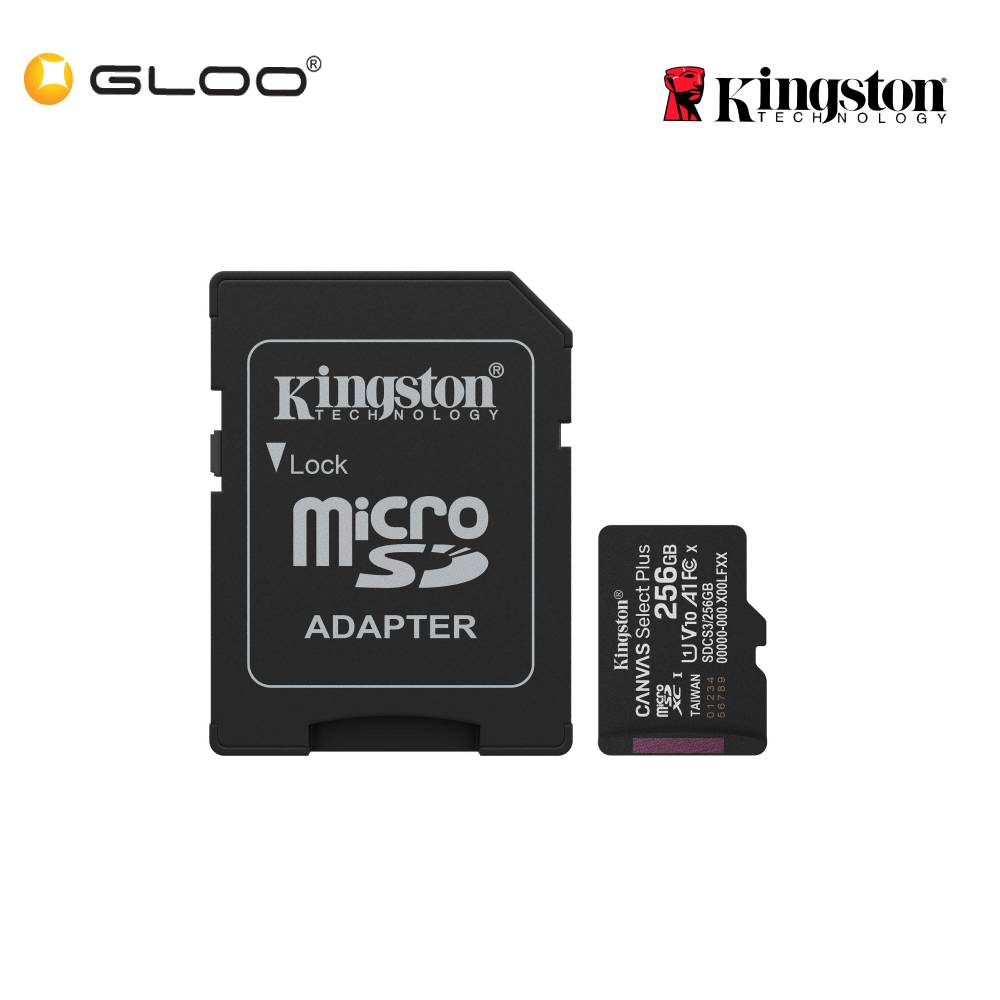 Kingston 256GB Canvas Select Plus UHS-I microSDXC Memory Card with SD Adapter SDCS3/256GB