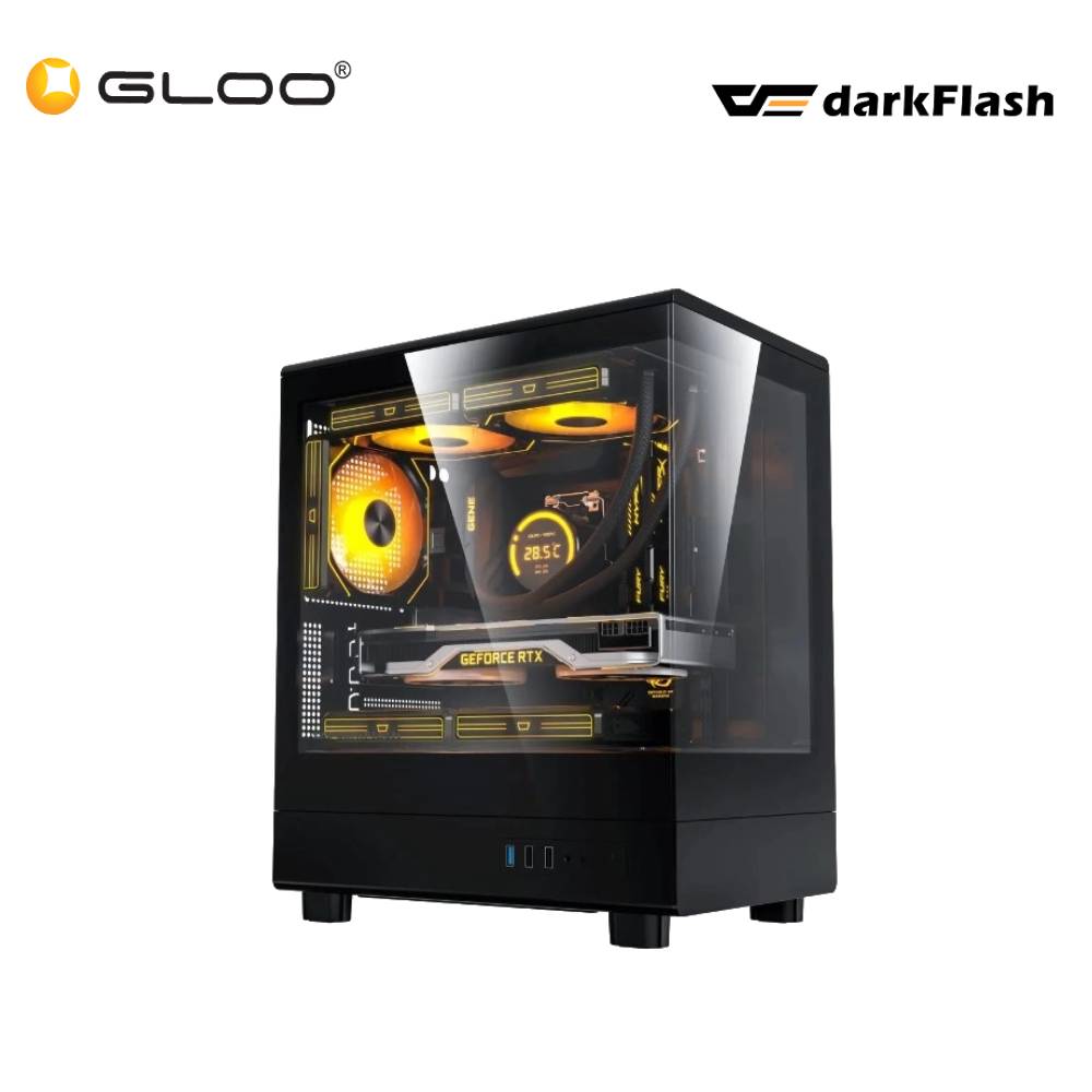 Darkflash DB330M Panoramic MATX PC Case - Black (DB330M-VOR-3F-BK)