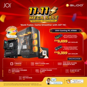 JOI Gaming PC A7000 (AMD Ryzen 7 9800X3D/32GB RAM/1TB SSD/RX 9070 XT/DOS)