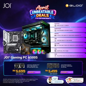 JOI Gaming PC A5005 (AMD RYZEN 5 9600X/16GB RAM/512GB SSD/RTX 5060TI/DOS)