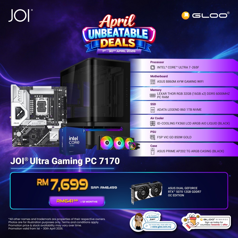 JOI Ultra Gaming PC 7170 (INTEL CORE ULTRA 7-265F/32GB RAM/1TB SSD/RTX 5070/DOS)