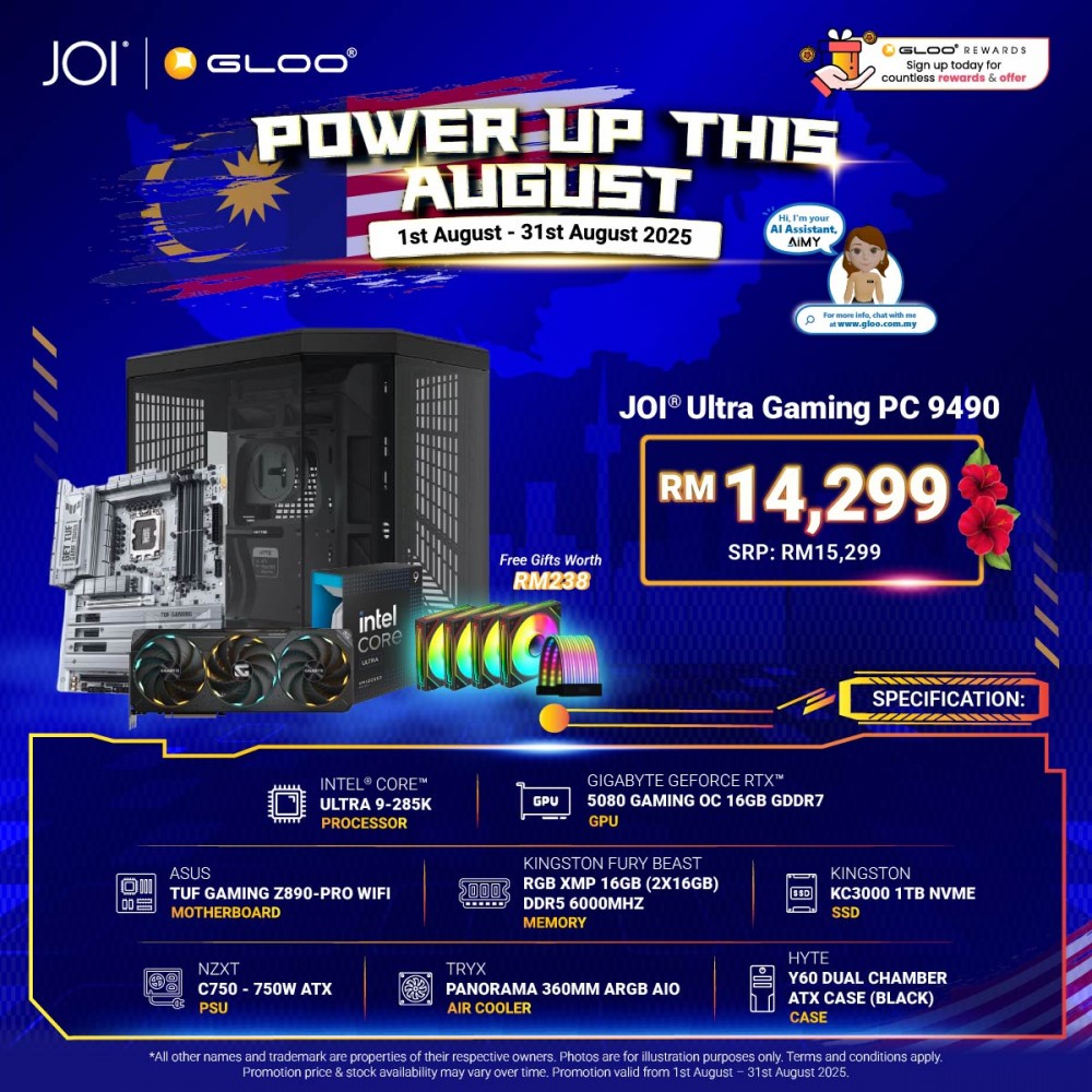 JOI Ultra Gaming PC 9490 (Intel core Ultra 9-285K /32GB RAM/1TB SSD/RTX5080/DOS