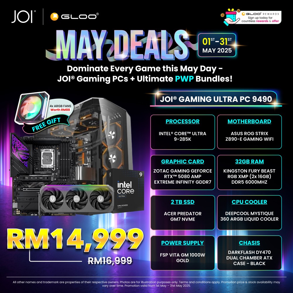 JOI Gaming Ultra PC 9490 (Intel® Core™ Ultra 9-285K-32GB RAM-2TB SSD-RTX5080-DOS)