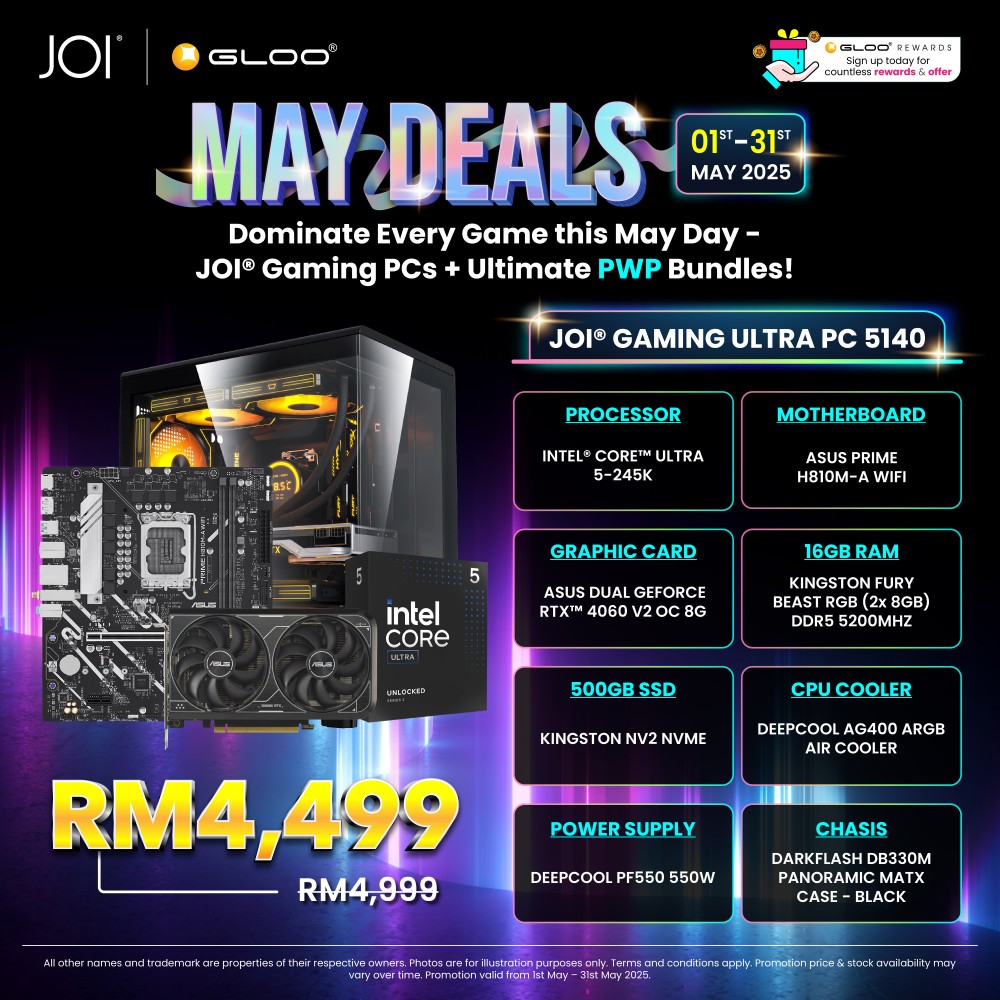 JOI Gaming PC 5140 (Intel® Core™ Ultra 5-245K-16GB RAM-500GB SSD-RTX4060-DOS)