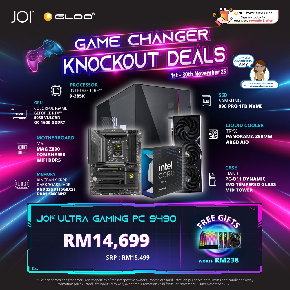 JOI Ultra Gaming PC 9490 (Intel Ultra 9-285K/32GB RAM/1TB SSD/RTX 5080/DOS)
