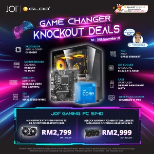 JOI Gaming PC 5140 (Intel Core i5-12400F/8GB RAM/256GB SSD/RX 9060 XT/W11P)