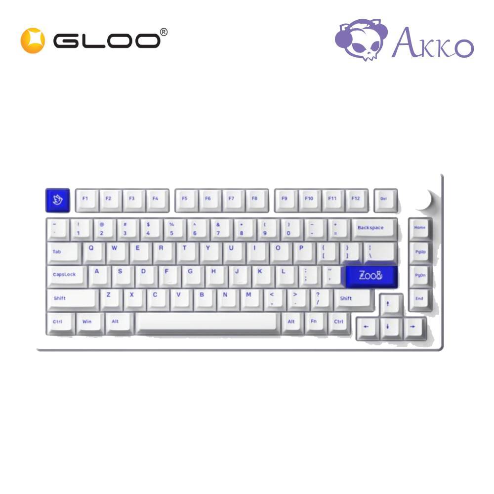 Akko MOD007 PC Blue on White Fully Assembled Hot-Swap Keyboard - Akko Piano Switch (6925758622721)
