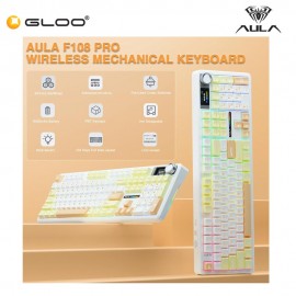 AULA F108 PRO Multi Mode Mechanical Keyboard with Strawberry Mint Switch (F108PRO-Yellow+White+Coffee)