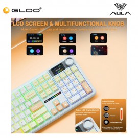 AULA F108 PRO Multi Mode Mechanical Keyboard with Strawberry Mint Switch (F108PRO-Yellow+White+Coffee)