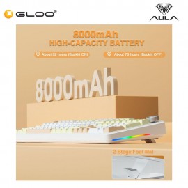 AULA F108 PRO Multi Mode Mechanical Keyboard with Strawberry Mint Switch (F108PRO-Yellow+White+Coffee)