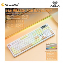 AULA F108 PRO Multi Mode Mechanical Keyboard with Strawberry Mint Switch (F108PRO-Yellow+White+Coffee)