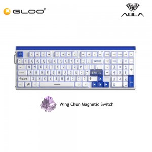 AULA HERO99 White Blue Magnetic Keyboard with Wing Chun Magnetic Switch
