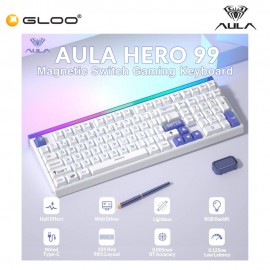 AULA HERO99 White Blue Magnetic Keyboard with Wing Chun Magnetic Switch