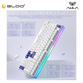 AULA HERO99 White Blue Magnetic Keyboard with Wing Chun Magnetic Switch
